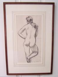 Eugene Speicher charcoal drawing of female nude c1920