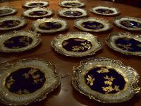 Set of 18 cobalt and gold Copeland porcelain plates dated 1891