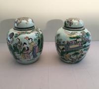 Antique pair of Chinese porcelain storage jars 19thc