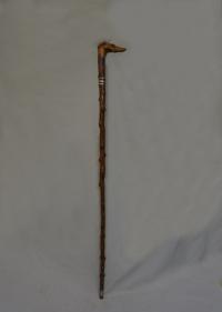 19thc whippet dog cane hand carved from burl wood