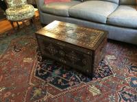 Antique Moroccan mother of pearl inlaid trunk