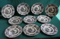 Antique set of 10 Davenport Cyprus ironstone plates c1855
