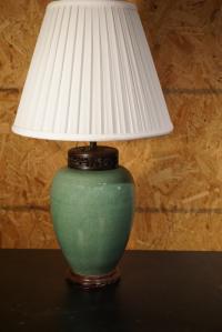 Antique Chinese green pottery lamp