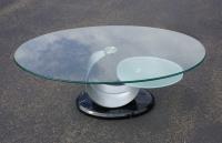 Vintage modern glass steel and black marble coffee table
