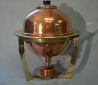 Vintage Art Deco copper and brass metal samovar by Sterno NY