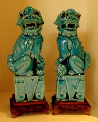 Antique Chinese pottery pair of Kylins