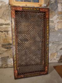 18thc Indian painted teak window grille