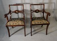 Regency style pair of armchairs with needlepoint seats