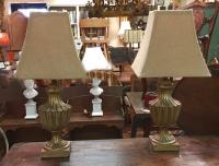 Pair of gilt wood lamps