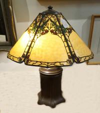 Handel leaded glass oak leaf and acorn lamp