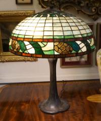 Handel leaded glass pine cone lamp c1912