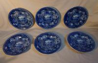 R Hall Select Views set of 6 cobalt blue plates