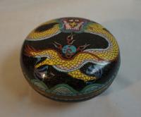 Antique Chinese cloisonne covered box with dragon c1900
