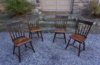 Set of slat back Windsor chairs in original paint c1850