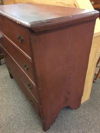Early American pine blanket chest in red paint