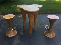Vintage Tiki bar and pair of stools