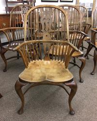 Six D R Dimes English Windsor dining armchairs