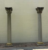 Pair of large vintage Corinthian fluted columns