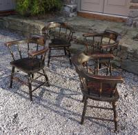 Vintage set of 4 painted captains chairs c1950