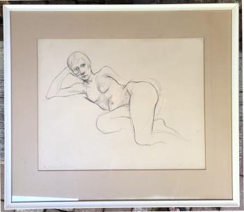 Image of William Bailey framed drawing of a nude woman 1960