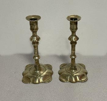 Image of English brass candlesticks c1760-1780