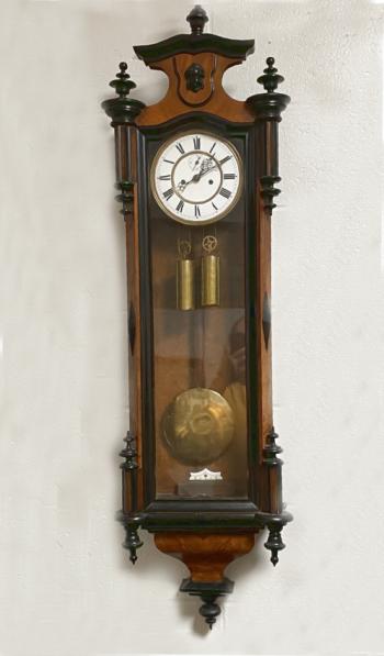 Image of 19thc double weight Vienna wall clock