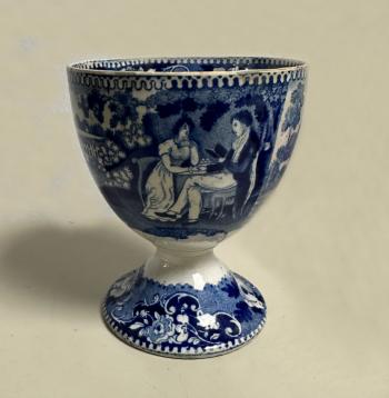 Image of Staffordshire blue and white stem cup