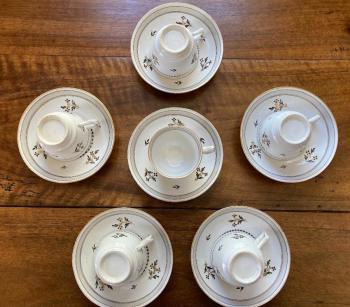 Image of Six antique creamware cups and saucers