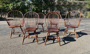 Image of D R Dimes bow back Windsor chairs