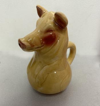 Image of 19thc French ceramic pig water pitcher