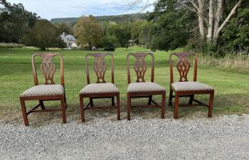 Image of Baker mahogany dining chairs in Chippendale style