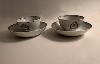 Image of China Trade armorial pair of cups and scauers