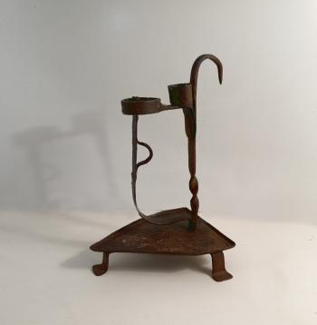 Image of Early American iron candle spring stand
