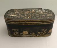 Antique brides box with hand painted animals c1900