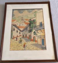 Spratling silver studio folk art painting c1940