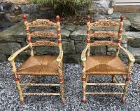 Pair of Sicilian hand painted chairs c1850