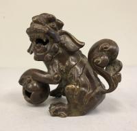 Qing Dynasty bronze foo dog