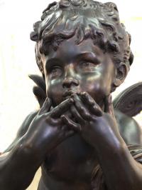 Auguste Moreau bronze cherub sculpture Amour Sifflant