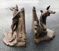 Pair of American Indian bronze bookends c1900
