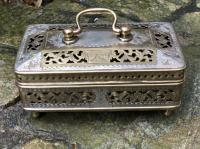 Indian brass and silver cricket box