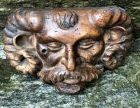 Baroque Renaissance satyrs mask wood carving c1690e