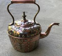 Antique Moroccan copper and silver teapot