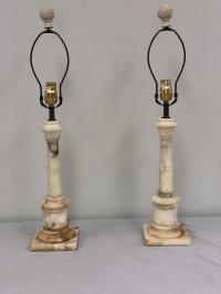 White marble column lamps c1920