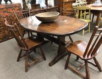 Vintage Adirondack pine trestle table and chairs