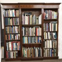 Large inlaid mahogany library bookcase c1875