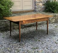 Vintage bench made tiger maple dining table c1970