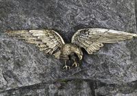 Antique brass soaring eagle architectural sculpture