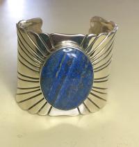 Sterling silver and lapis cuff bracelet