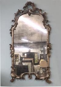 Vintage French carved silver leaf mirror