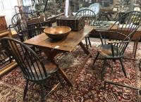 Four D R Dimes Windsor chairs in black paint
